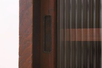 アンティーク家具　和製アンティーク　前面ケヤキ材　モールガラス入りの収納棚(食器棚、本箱、ブックケース)