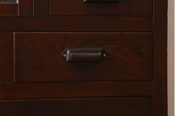 アンティーク家具　和製アンティーク　前面ケヤキ材　モールガラス入りの収納棚(食器棚、本箱、ブックケース)