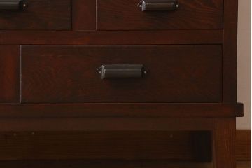 アンティーク家具　和製アンティーク　前面ケヤキ材　モールガラス入りの収納棚(食器棚、本箱、ブックケース)