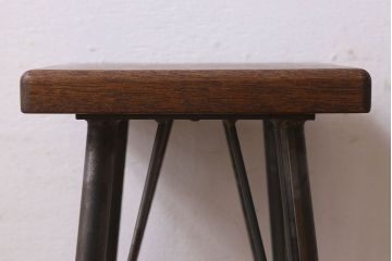 アンティーク雑貨　ラフジュ工房オリジナル　鉄脚角スツール(椅子、チェア、角イス)