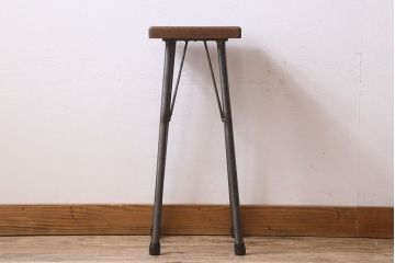アンティーク雑貨　ラフジュ工房オリジナル　鉄脚ハイスツール(椅子、チェア、角イス)