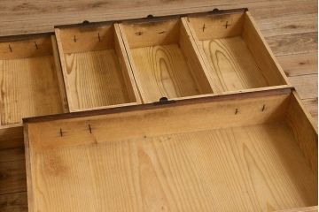 アンティーク家具　明治期!重厚感漂うヒノキ材製の関西帳場箪笥(収納棚・キャビネット)