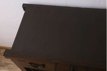 アンティーク家具　明治期!重厚感漂うヒノキ材製の関西帳場箪笥(収納棚・キャビネット)