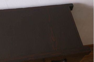 アンティーク家具　明治期!重厚感漂うヒノキ材製の関西帳場箪笥(収納棚・キャビネット)