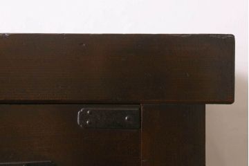 アンティーク家具　明治期!重厚感漂うヒノキ材製の関西帳場箪笥(収納棚・キャビネット)