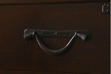 アンティーク家具　明治期!重厚感漂うヒノキ材製の関西帳場箪笥(収納棚・キャビネット)