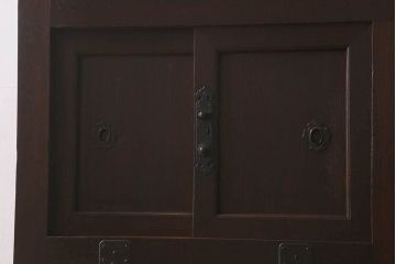 アンティーク家具　明治期!重厚感漂うヒノキ材製の関西帳場箪笥(収納棚・キャビネット)