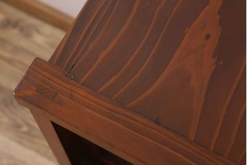 アンティーク家具　大正〜昭和期　ヒノキ材　モールガラス入り　脚付きの食器棚(キャビネット・本箱・ブックケース)