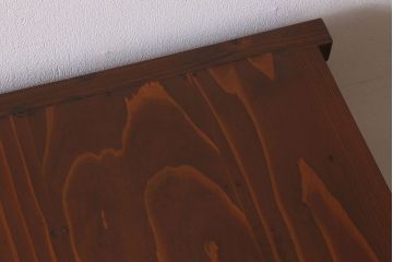 アンティーク家具　大正〜昭和期　ヒノキ材　モールガラス入り　脚付きの食器棚(キャビネット・本箱・ブックケース)