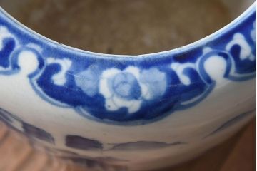 アンティーク雑貨　和製アンティーク　昭和期の染付瀬戸火鉢(鉢カバー)