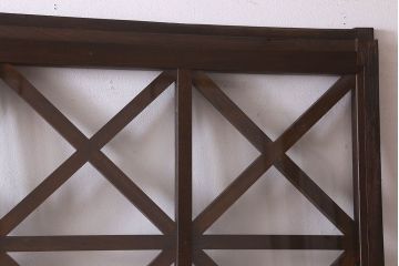 明治大正期　ケヤキ材　お洒落なデザインが素敵なガラス戸(格子戸、引き戸、蔵戸)
