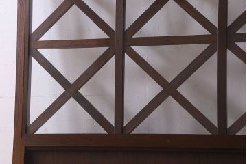 明治大正期　ケヤキ材　お洒落なデザインが素敵なガラス戸(格子戸、引き戸、蔵戸)