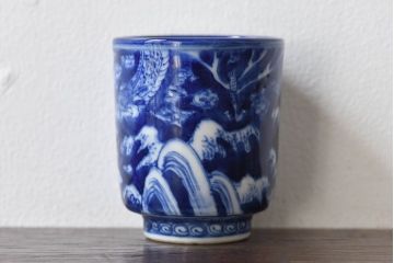 古民具・骨董　染付　雲龍文　湯呑2個セット(1)