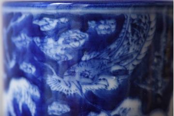 古民具・骨董　染付　雲龍文　湯呑2個セット(1)