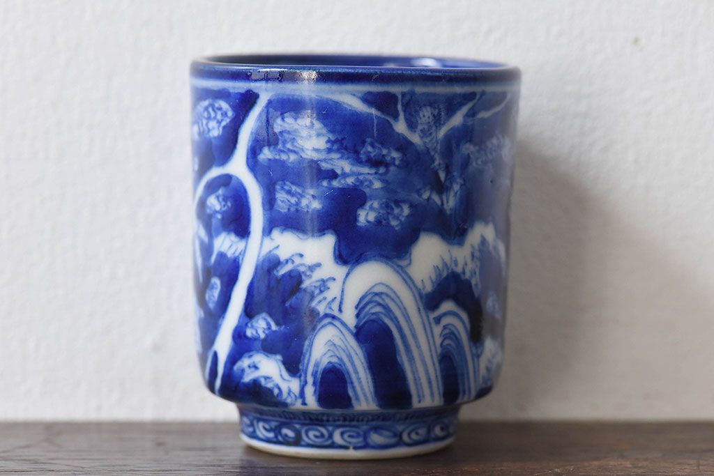 古民具・骨董　染付　雲龍文　湯呑2個セット(2)