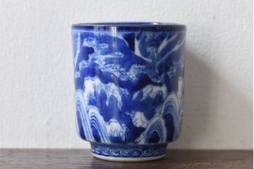 古民具・骨董　染付　雲龍文　湯呑2個セット(2)