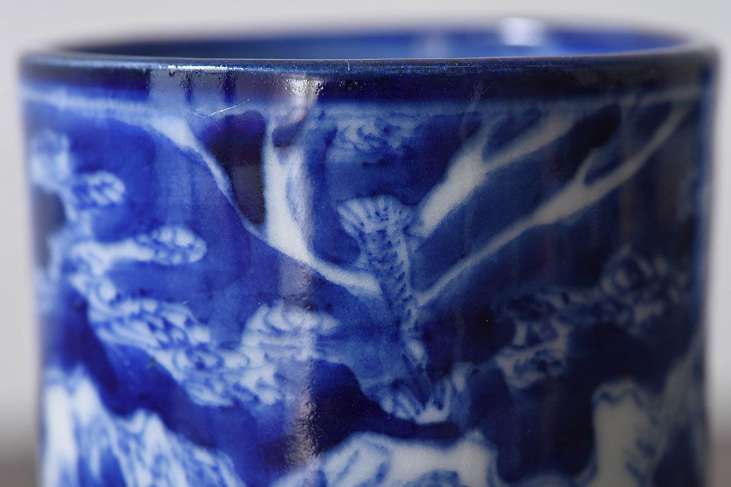 古民具・骨董　染付　雲龍文　湯呑2個セット(2)