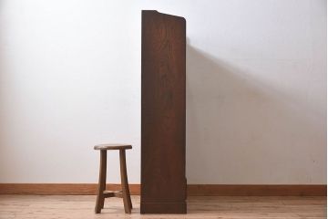 アンティーク家具　色ガラス入り!和製アンティーク　象嵌が施された大正ロマン香るブックケース(収納棚)