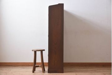 アンティーク家具　色ガラス入り!和製アンティーク　象嵌が施された大正ロマン香るブックケース(収納棚)