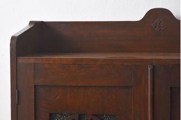 アンティーク家具　色ガラス入り!和製アンティーク　象嵌が施された大正ロマン香るブックケース(収納棚)