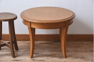 アンティーク雑貨　中古　天童木工　上品なラウンドテーブル(センターテーブル、コーヒーテーブル、サイドテーブル、丸テーブル、花台)(3)