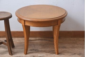 アンティーク雑貨　天童木工　中古　上品なデザインのラウンドテーブル(センターテーブル、コーヒーテーブル、サイドテ  ーブル、丸テーブル、花台)(5)