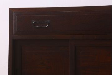 アンティーク家具　和製アンティーク　三方欅材　上質なキャビネット(茶箪笥・収納棚)
