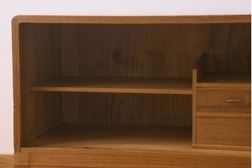 レトロ家具　総桐材　気泡ガラス入り　脚付き　昭和レトロのローボード(収納棚・本箱・ブックケース)