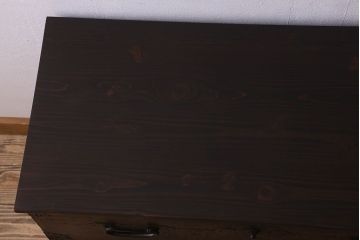 アンティーク家具　和製アンティーク　鉄脚付き!前面桐材の時代箪笥ローボード(ローチェスト、引き出し、衣装箪笥、テ  レビ台)