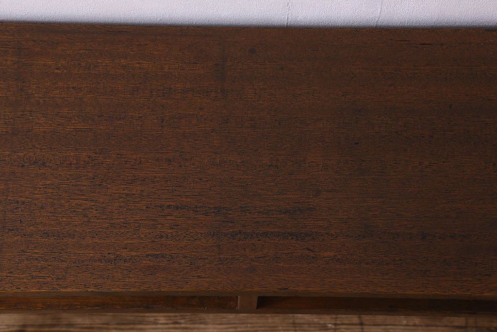 アンティーク雑貨　昭和レトロ　ラワン材　横長・薄型タイプの平机(コンソールテーブル、花台、飾り台)