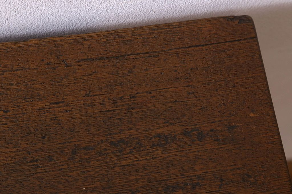 アンティーク雑貨　昭和レトロ　ラワン材　横長・薄型タイプの平机(コンソールテーブル、花台、飾り台)