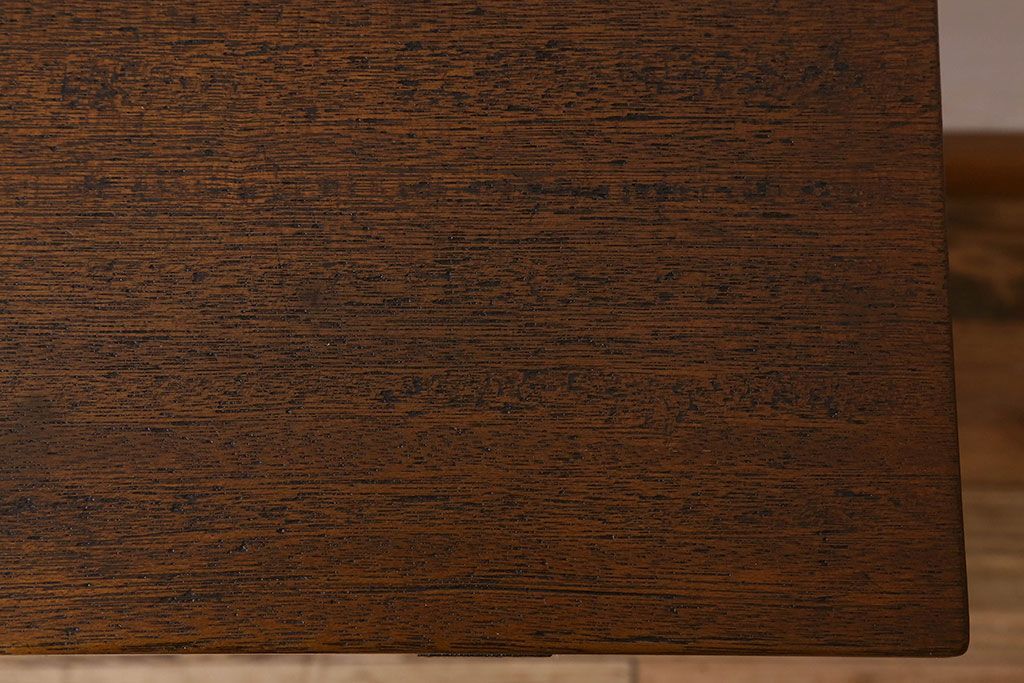 アンティーク雑貨　昭和レトロ　ラワン材　横長・薄型タイプの平机(コンソールテーブル、花台、飾り台)