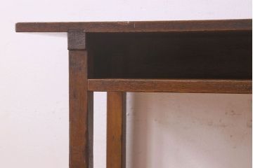 アンティーク雑貨　昭和レトロ　ラワン材　横長・薄型タイプの平机(コンソールテーブル、花台、飾り台)