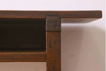 アンティーク雑貨　昭和レトロ　ラワン材　横長・薄型タイプの平机(コンソールテーブル、花台、飾り台)