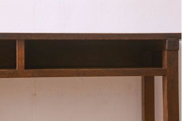 アンティーク雑貨　昭和レトロ　ラワン材　横長・薄型タイプの平机(コンソールテーブル、花台、飾り台)