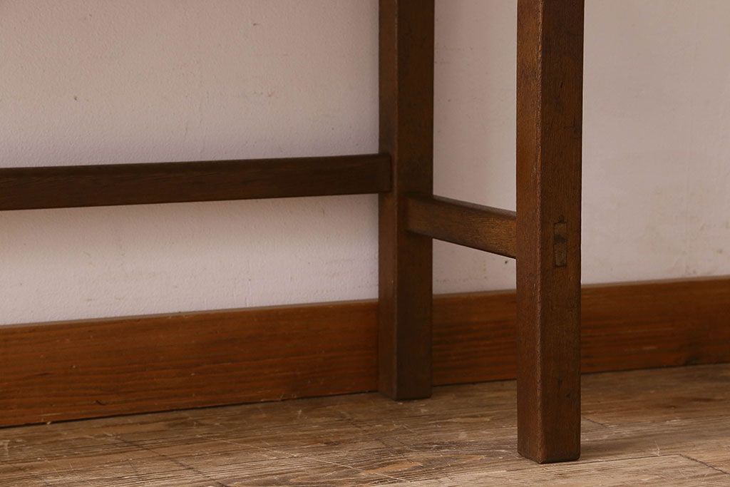 アンティーク雑貨　昭和レトロ　ラワン材　横長・薄型タイプの平机(コンソールテーブル、花台、飾り台)