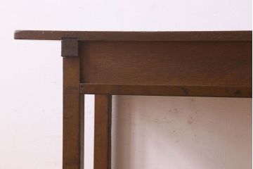 アンティーク雑貨　昭和レトロ　ラワン材　横長・薄型タイプの平机(コンソールテーブル、花台、飾り台)