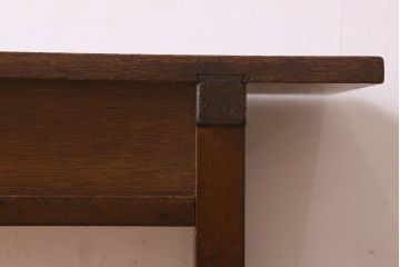 アンティーク雑貨　昭和レトロ　ラワン材　横長・薄型タイプの平机(コンソールテーブル、花台、飾り台)