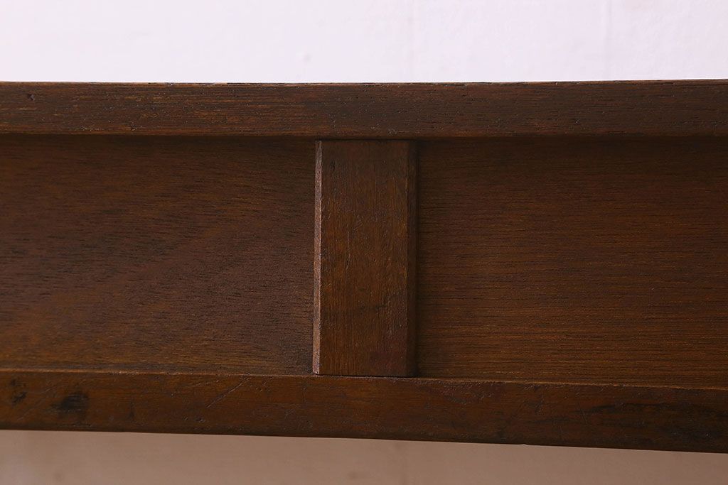 アンティーク雑貨　昭和レトロ　ラワン材　横長・薄型タイプの平机(コンソールテーブル、花台、飾り台)