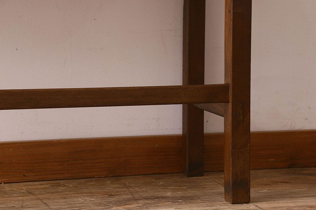 アンティーク雑貨　昭和レトロ　ラワン材　横長・薄型タイプの平机(コンソールテーブル、花台、飾り台)