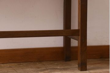 アンティーク雑貨　昭和レトロ　ラワン材　横長・薄型タイプの平机(コンソールテーブル、花台、飾り台)