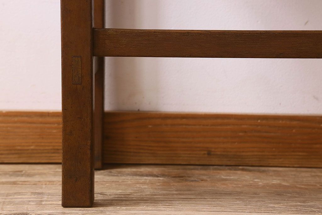 アンティーク雑貨　昭和レトロ　ラワン材　横長・薄型タイプの平机(コンソールテーブル、花台、飾り台)