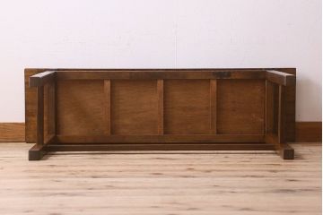 アンティーク雑貨　昭和レトロ　ラワン材　横長・薄型タイプの平机(コンソールテーブル、花台、飾り台)