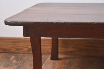 アンティーク家具　和製アンティーク　栓材一枚板　味わいのある木味の角ちゃぶ台(ローテーブル、座卓)