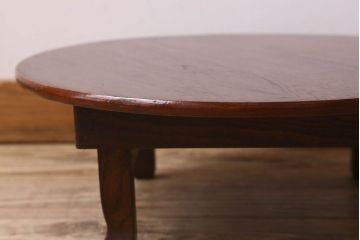 アンティーク家具　和製アンティーク　古い栓材製の丸型ちゃぶ台(ローテーブル、ラウンドテーブル、座卓、センターテーブル)