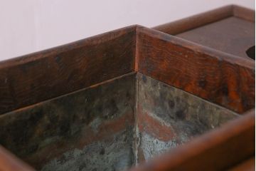 アンティーク雑貨　和製アンティーク　ケヤキ材のみで作られた上質な煙草盆(木製火鉢、植木鉢)