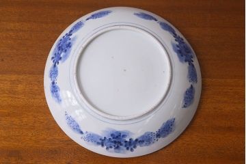 江戸後期　染付　線書　一尺三寸　アンティーク大皿(和食器)