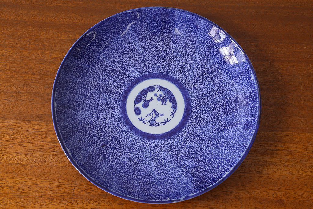 アンティーク雑貨　明治期　微塵唐草　一尺二寸　アンティーク大皿(和食器)