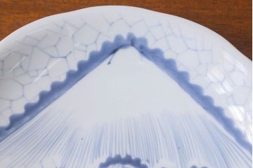 アンティーク雑貨　江戸期　富士山　三保の松原　氷裂文　アンティーク大皿(和食器)