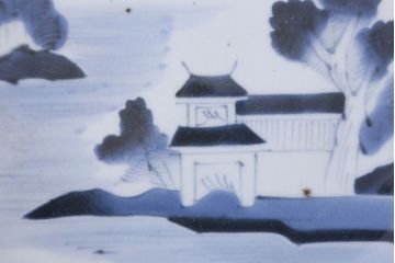 江戸期　山水図　染付　アンティーク大皿(和食器)